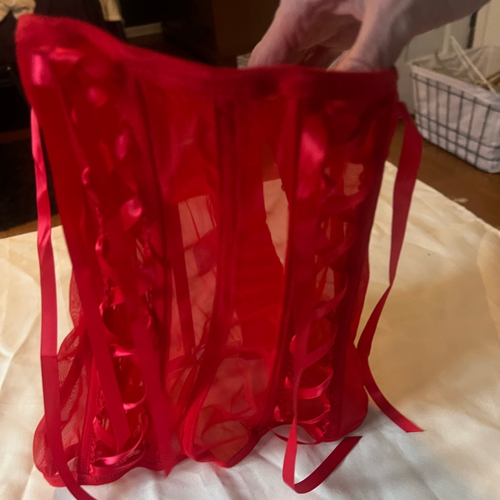 Cute red strapless corset